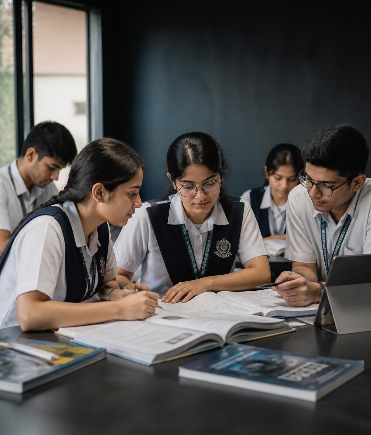 English Version students of Class 6–10 studying together in an academic classroom